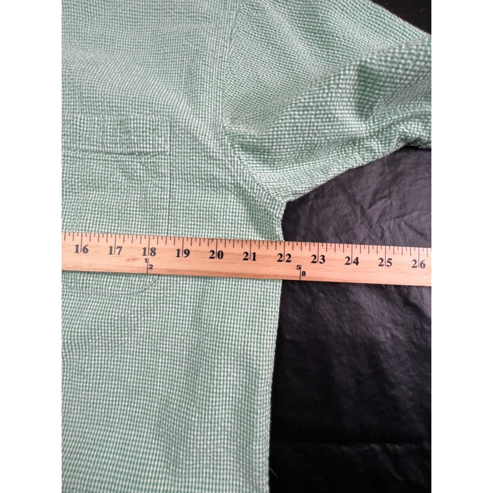 VTG John Ashford Mens M Shirt Green Check Seersucker 100% Cotton Button‎ Down SS - Picture 5 of 8